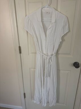 Aritzia White Button-Front Maxi Shirt Dress